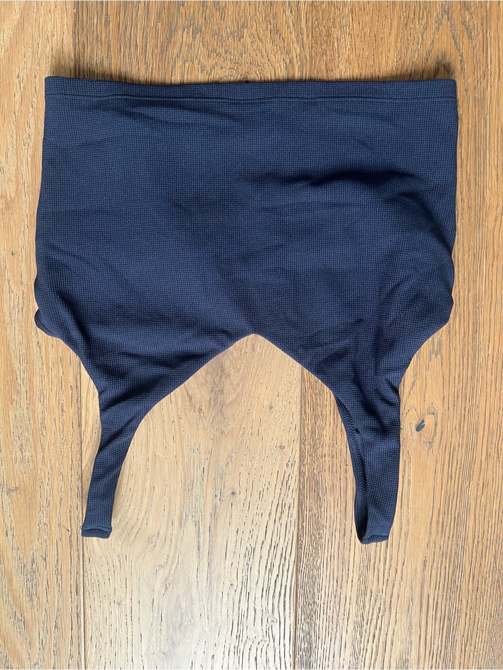 Arie Navy Ribbed Cropped Tank Top